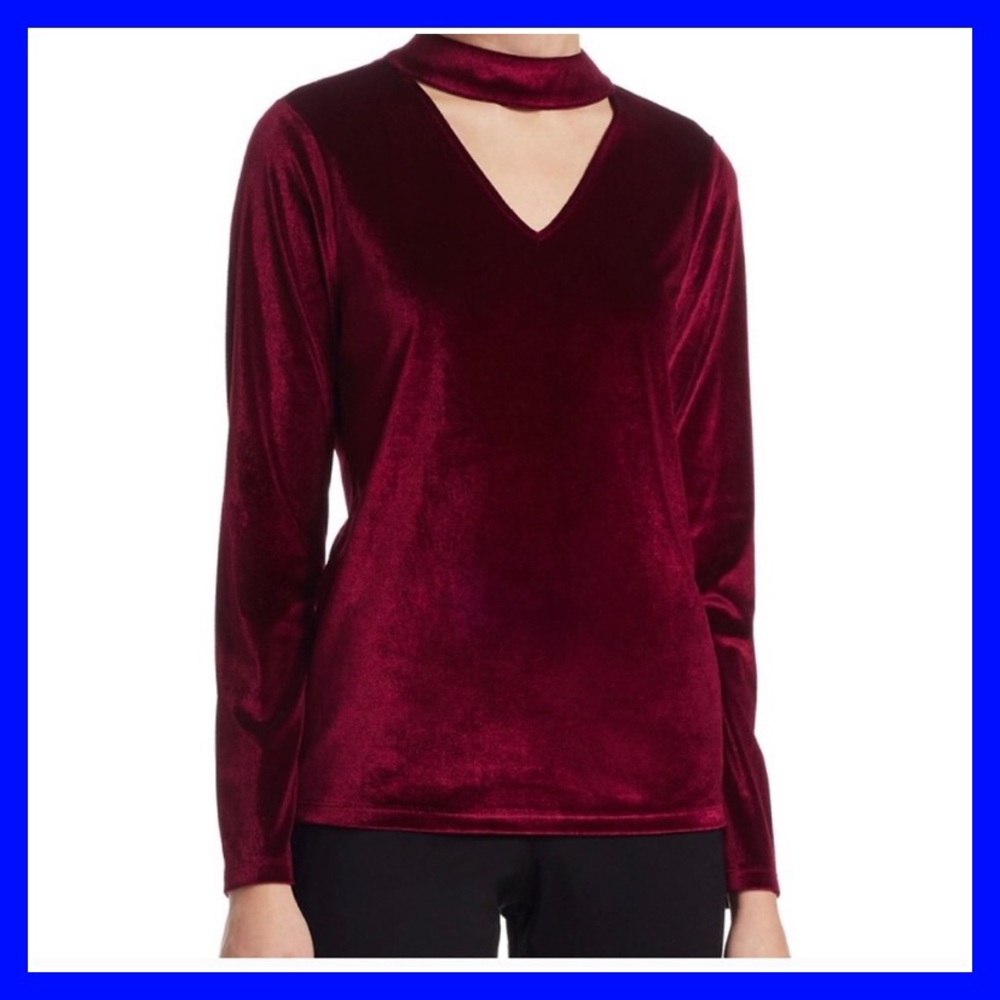 Scripted XS classic Maroon Velvet Mock Neck